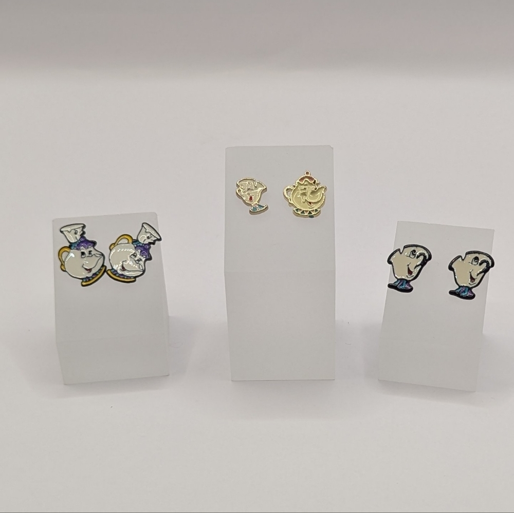 Beauty And The Beast Bundle 3 Stud Earrings Mrs Potts And Chip